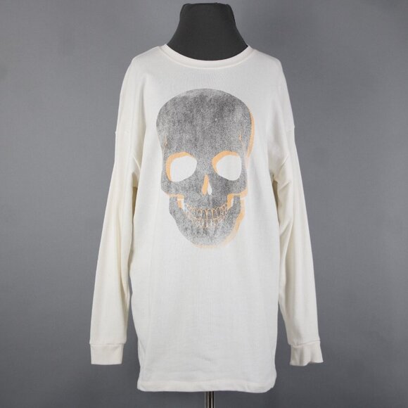 Grayson Threads Sz XS White Gray Orange Skull Graphic Cotton Polyester Top - Picture 2 of 16